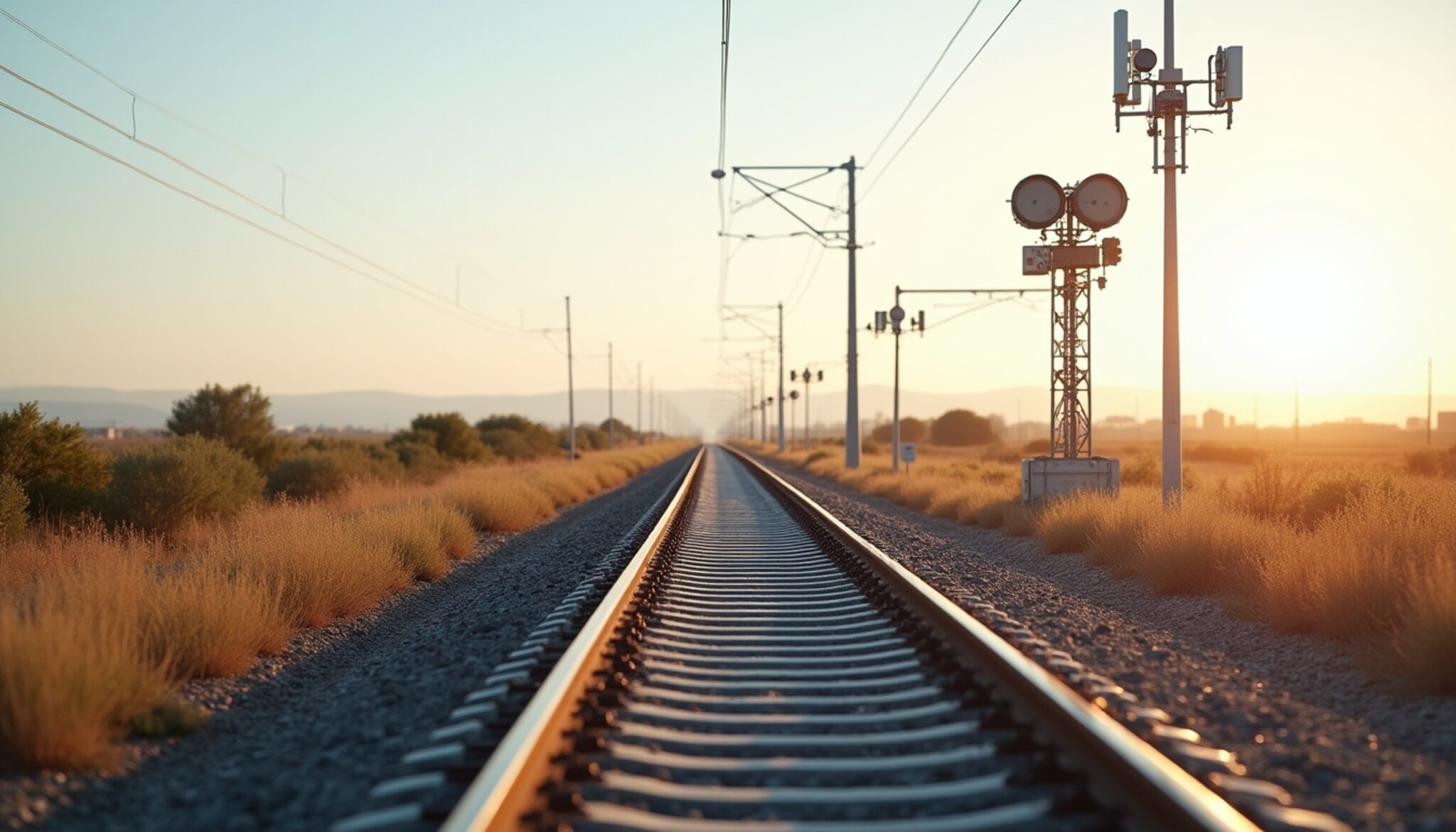 Infraestructura ferroviaria de alta velocidad con sistemas de comunicación avanzados en Castilla y León.