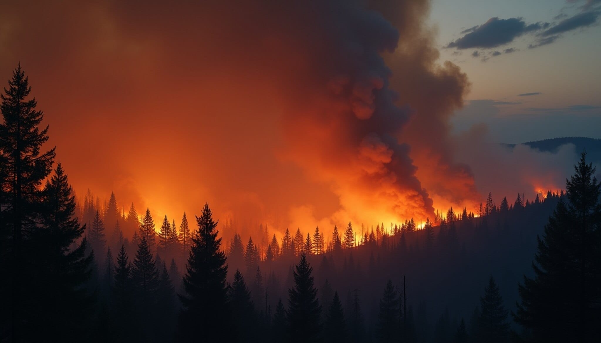 Imagen de un incendio forestal en el sur de León.