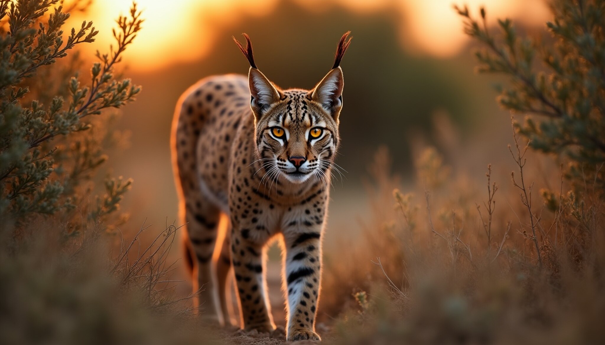 Lince ibérico en su hábitat natural de la península.